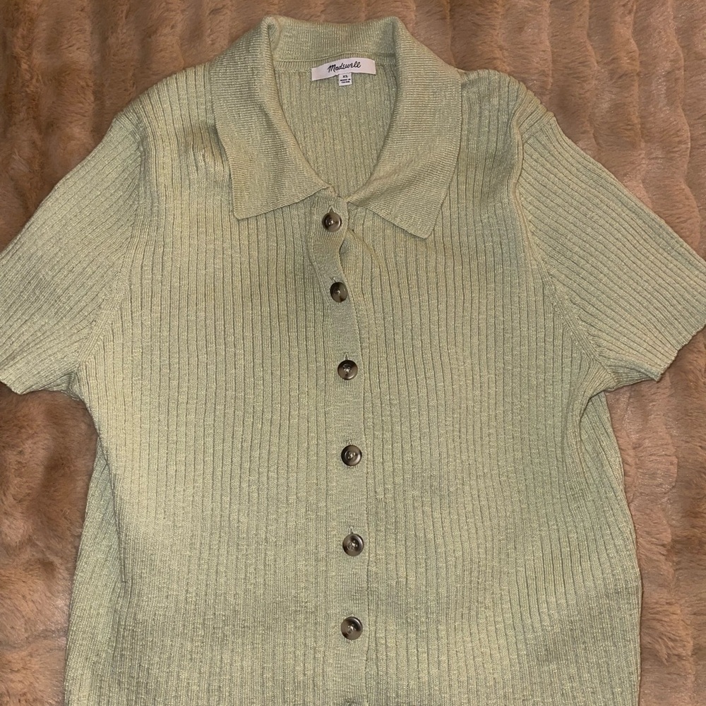 Mint Green Button-Up Cardigan